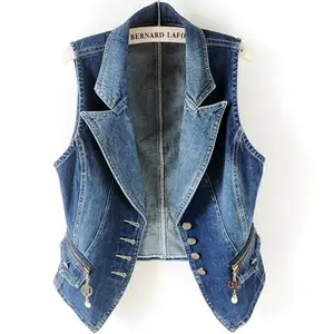 Женский облегающий винтажный джинсовый жилет размера плюс 3XL