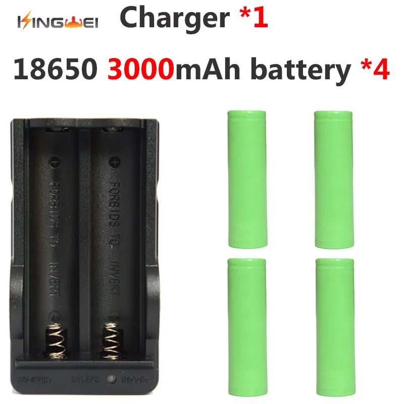 4 шт./лот аккумулятор Kingwei 3000 мАч для Samsung 18650 ICR18650 30F Аккумулятор 3 7 в фонарика + 1