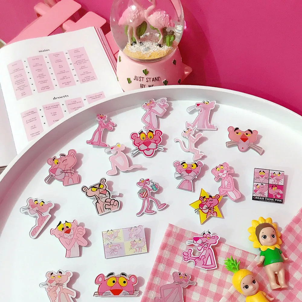1 шт мультфильм Harajuku Милая Розовая пантера животное акриловая брошь значки для