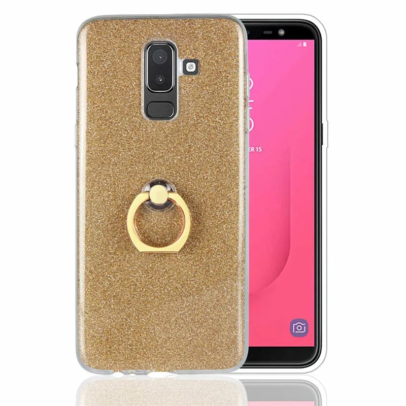 Ainike Bling Glitter Phone Sticker For Samsung Galaxy J1ace J2Pro A6 J5Prime J7Max A9s J330 Soft TPU Case With Ring Holder |