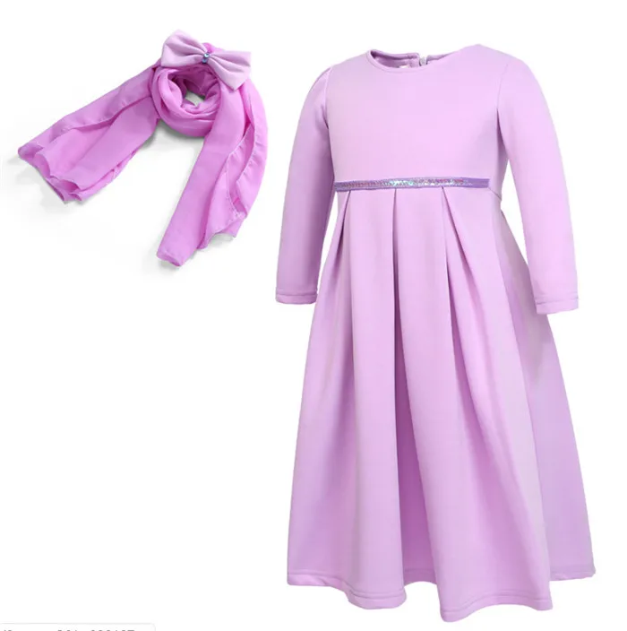 Purple Dress Мусульманские Детские платья девочки дети арабский абайя Дубай Малайзия Индонезия хиджаб платье кафтан Бангладеш Турция Vestidos ОАЭ - Цвет: Purple Dress