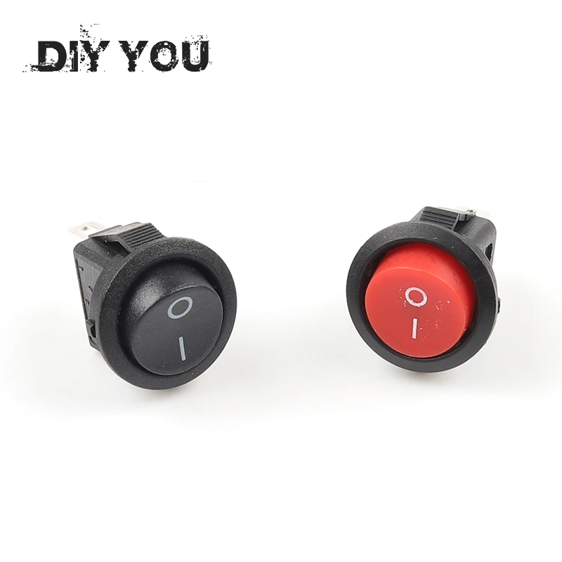 

5 PCS KCD1-105 Diameter 16.5mm 3A/250VAC Round Boat Rocker Switch On-Off Snap SPST Black 2Pin Power Switch Push Button Switch