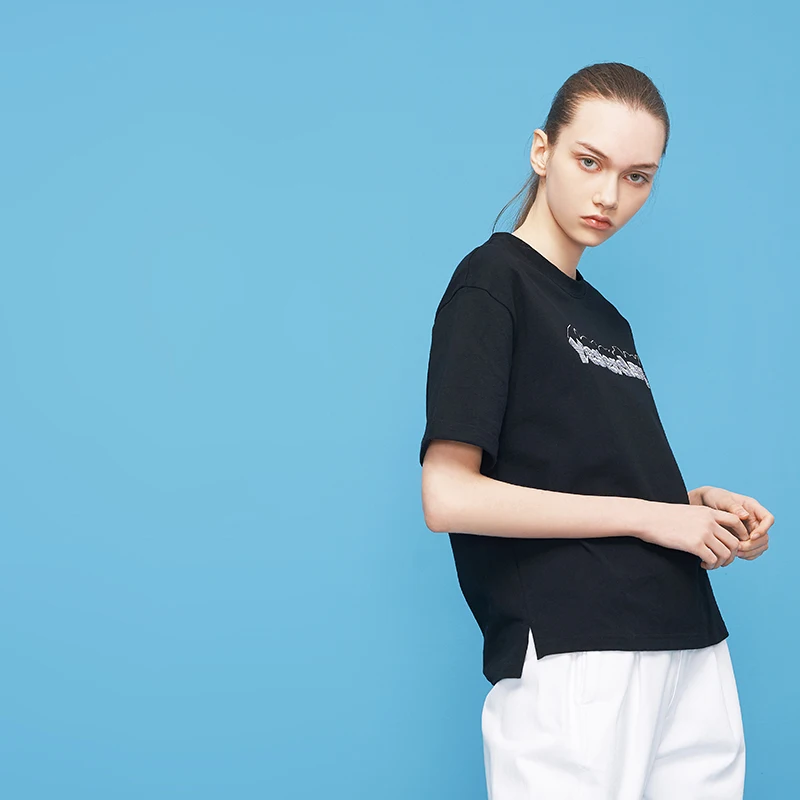 Toyouth 2018 Лето Для женщин Корейский Chic футболка хлопок Письмо печати свободная с