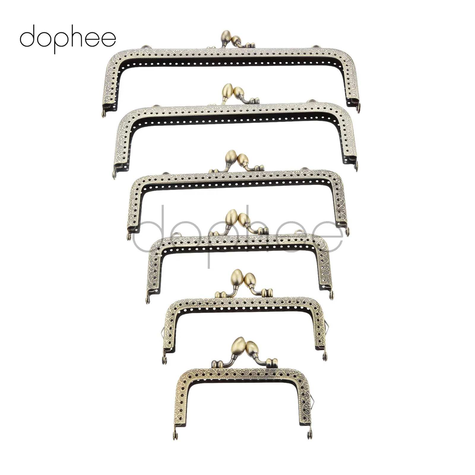 Dophee 2 шт. 8 5/10 5/12 5 см бронзовая квадратная металлическая ручка каркас для кошелька