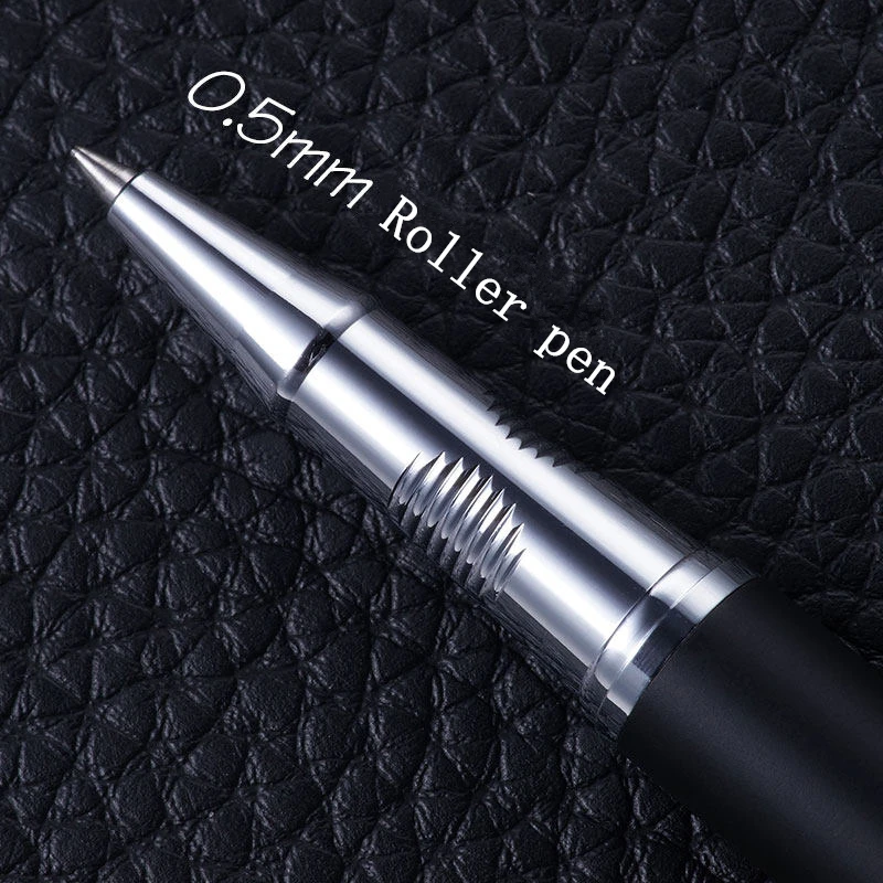 Металлическая шариковая ручка с драгоценными камнями матовая черная