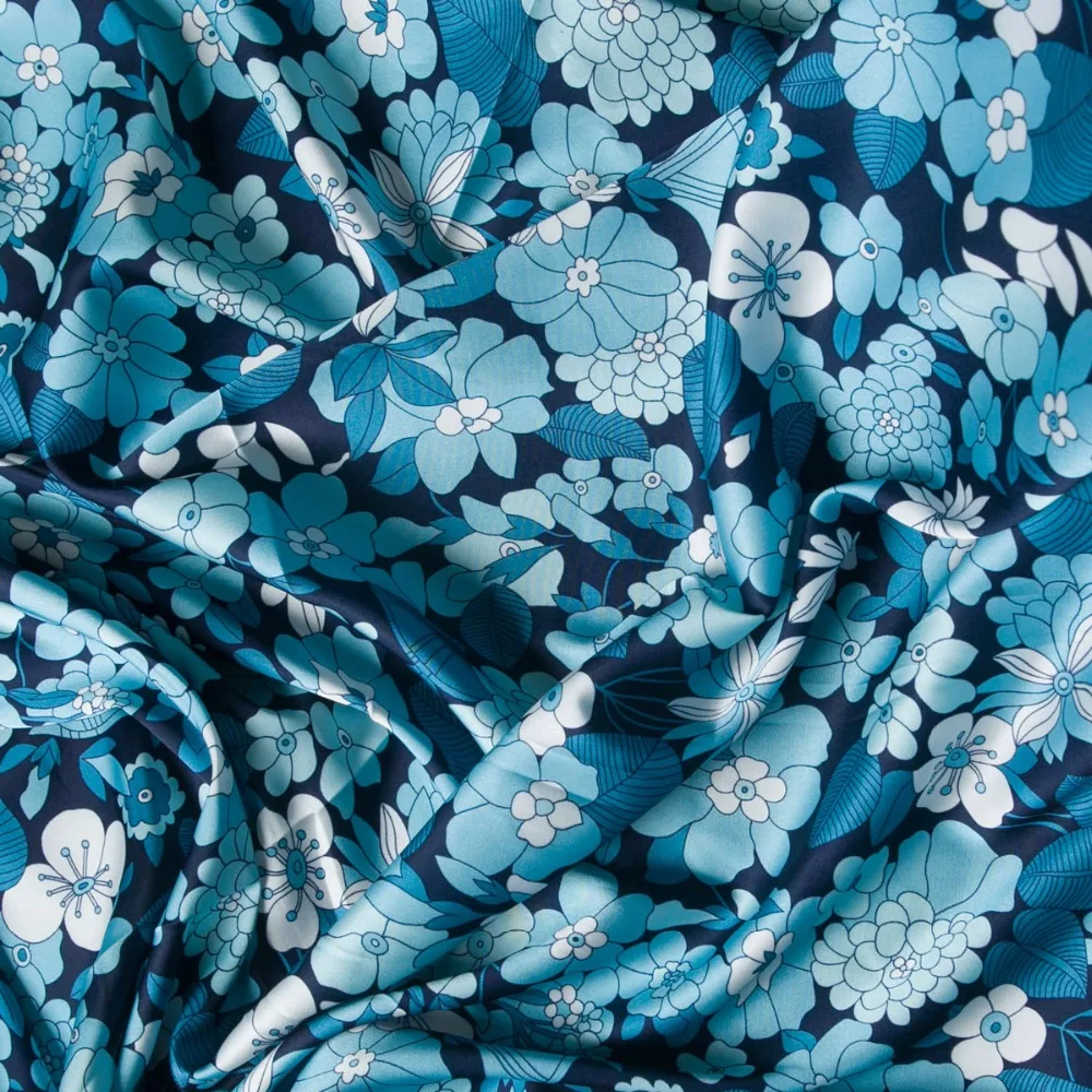 Модная ткань с цифровым принтом от кутюр из тяжелого шифона свежего синего и