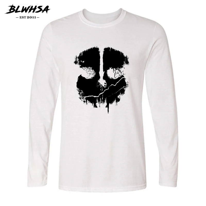Новое поступление осенне зимних мужских футболок BLWHSA с принтом черепа|t-shirt for