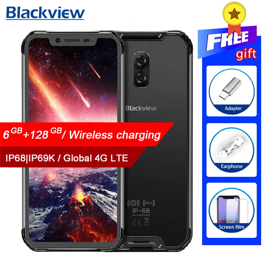 Смартфон Blackview BV9600 Pro IP68, водонепроницаемый мобильный телефон, Helio P60, 6 ГБ + 128 Гб, экран 6,21 дюйма 19:9 FHD AMOLED, 5580 мАч, Android 8,1, NFC