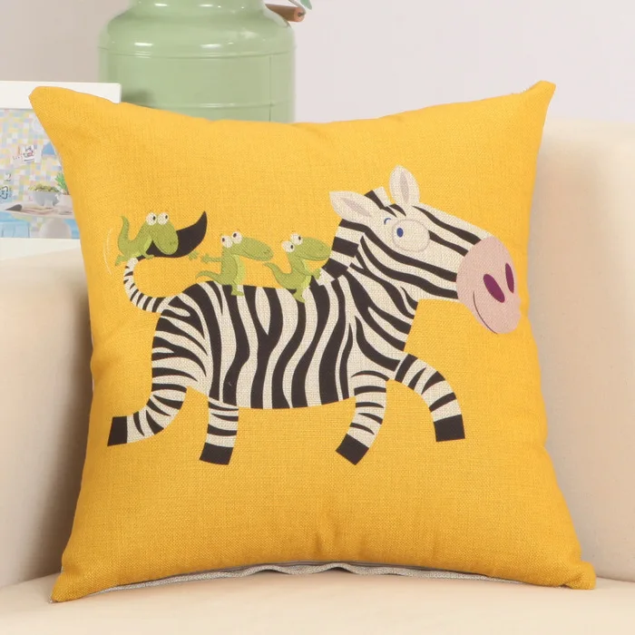 1 шт. декоративная наволочка из хлопка и льна с принтом собаки зебры осла 40329|cushion