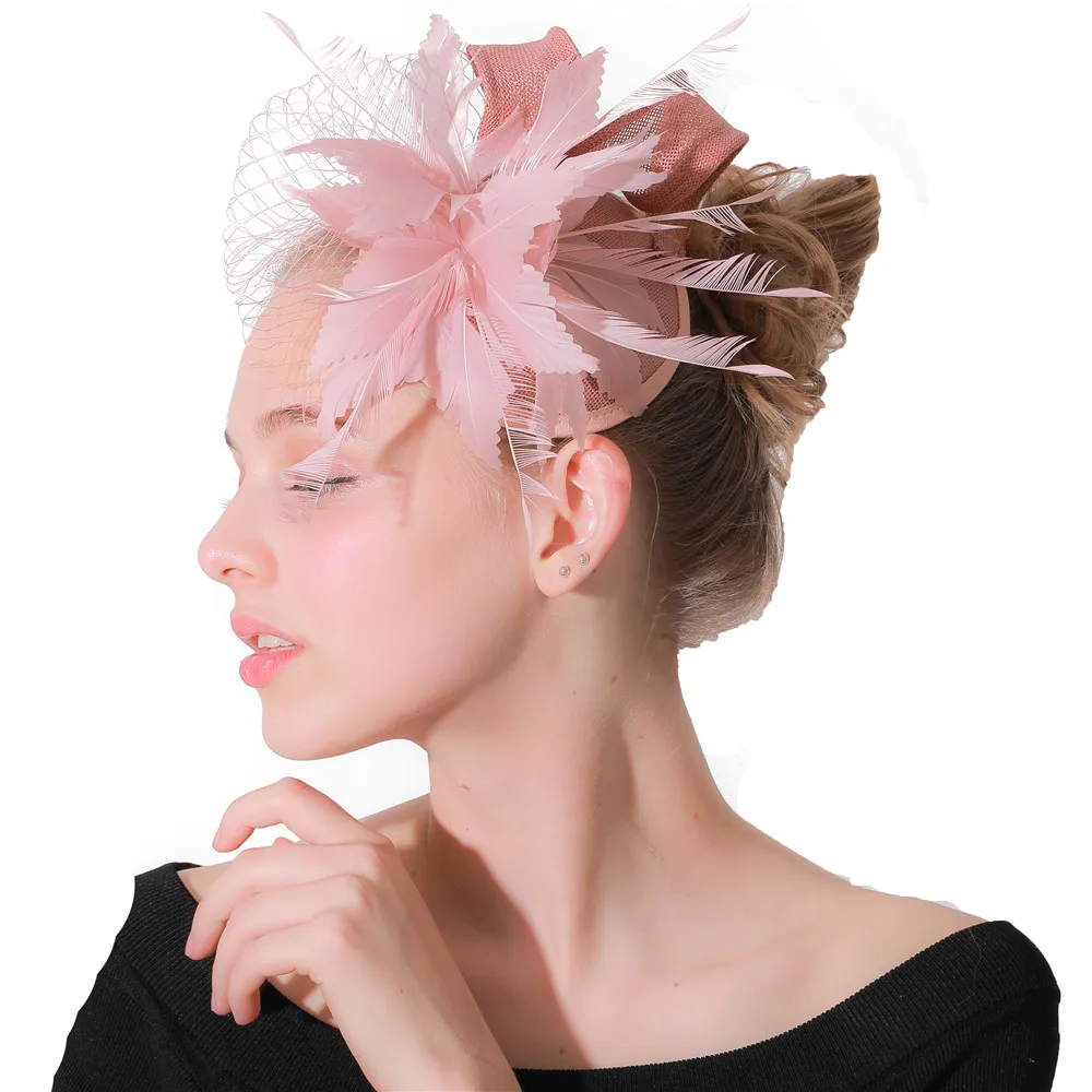 

Imitation Sinamay Fancy Flower Headpiece Women Wedding Fascinators Hats With Hair Clips Charming Party Headpiece Party Millinery