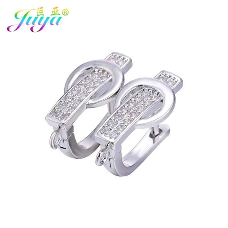 White Gold Juya, ручная работа, креативные Золотые/серебряные серьги, крючки, Застежка ручной работы, базовые серьги, застежки для женщин, модные серьги, сделай сам - Цвет: White Gold