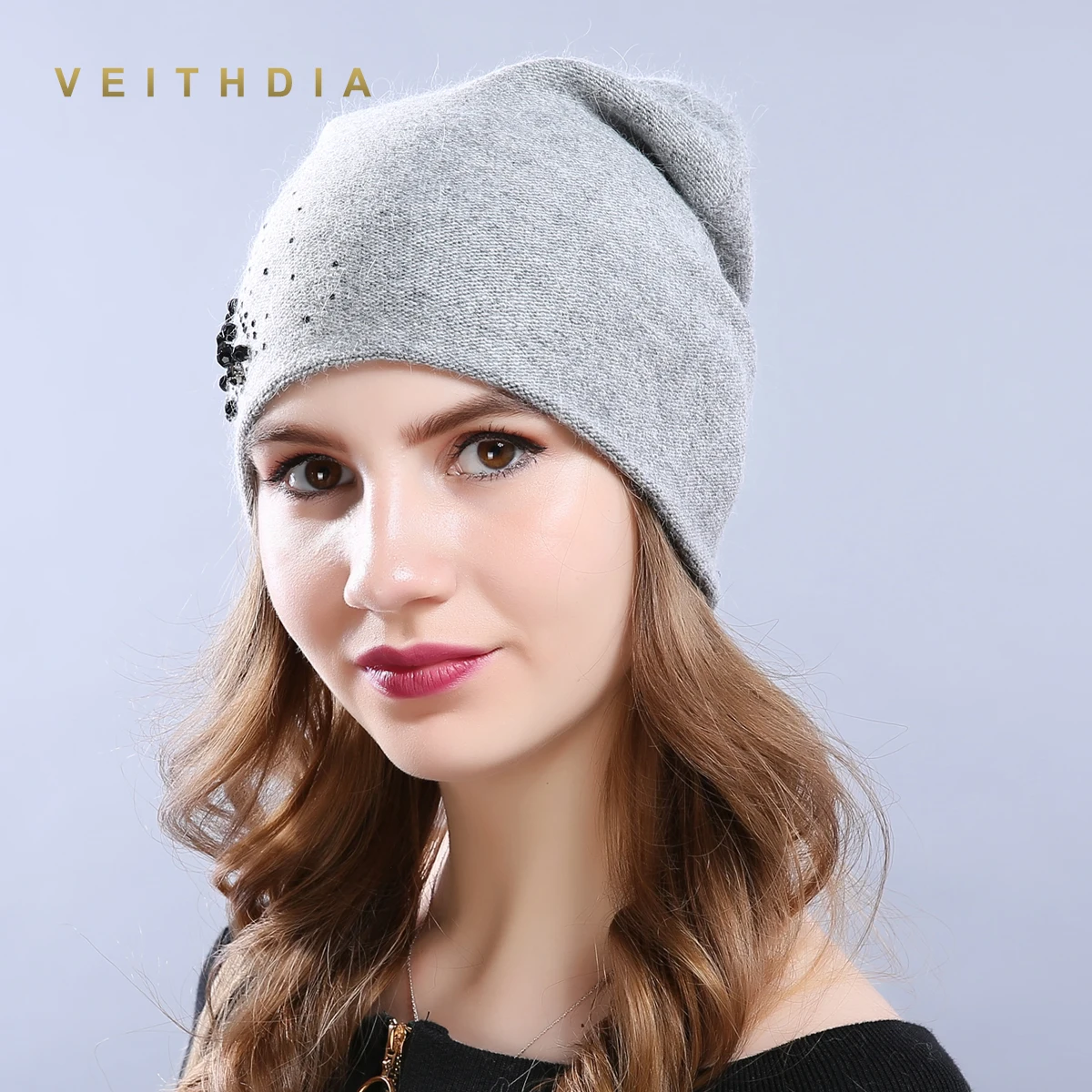 Женские кашемировые шапки VEITHDIA повседневные плотные двухслойные вязаные для