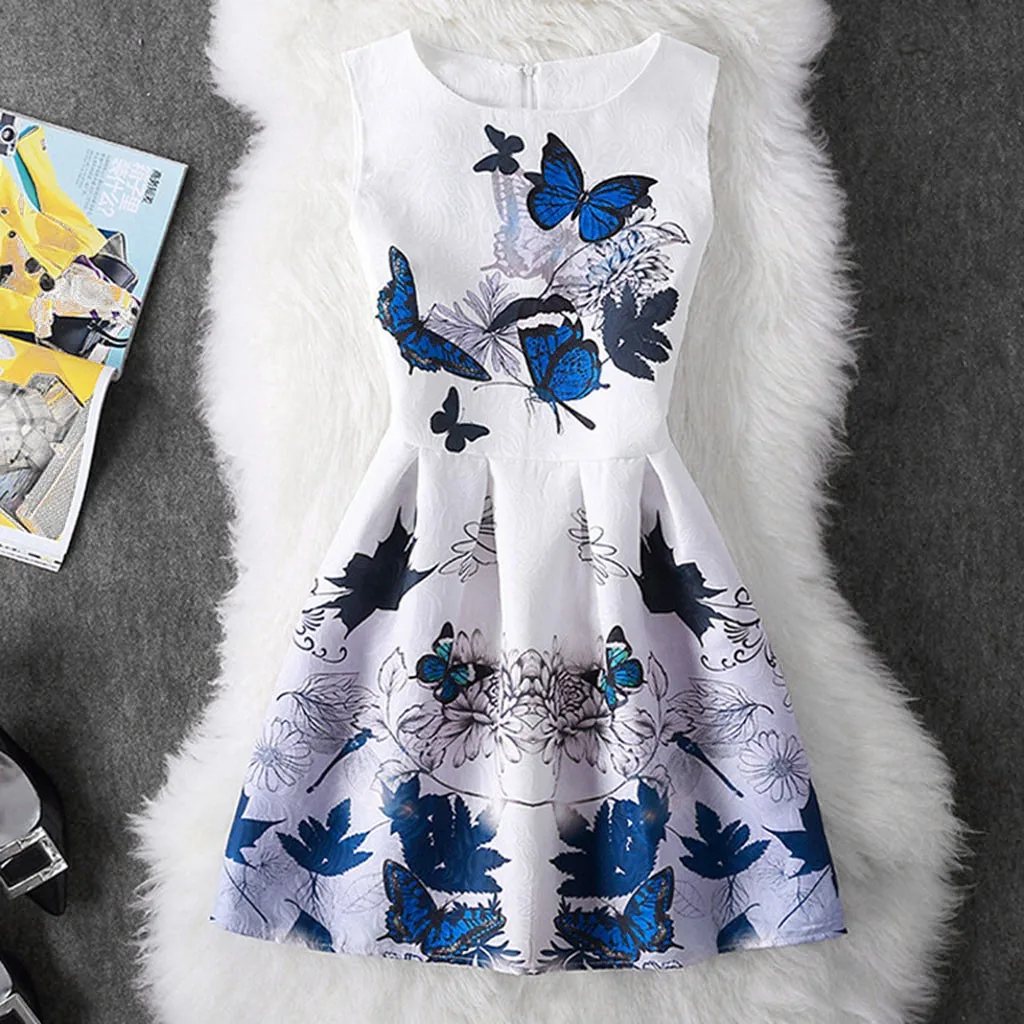 MUQGEW Kids New Fashion Summer Children Baby Girl Print Butterfly Dress Sleeveless Party Princess Clothes | Детская одежда и обувь