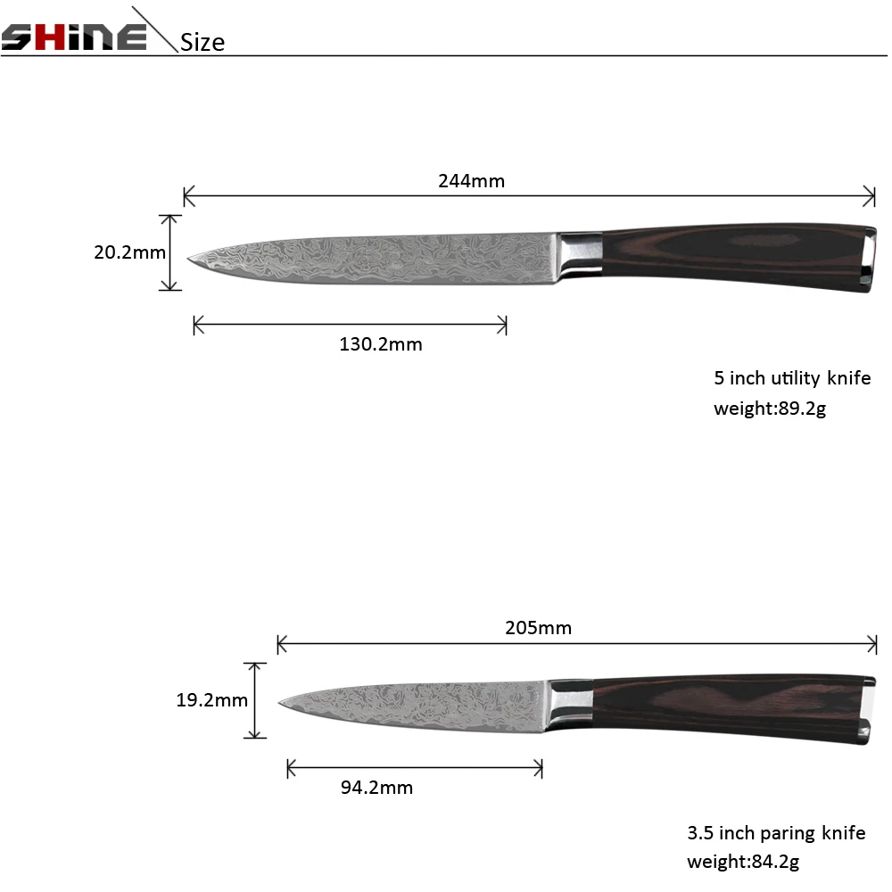 Xyj кухонные ножи 8 ''шеф-повар нарезки 7'' японского повара 5 ''santoku Utility