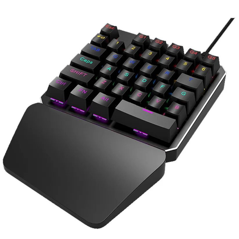 Binmer клавиатуры HXSJ J100 одной рукой 35 клавиш Проводная USB игровая механическая