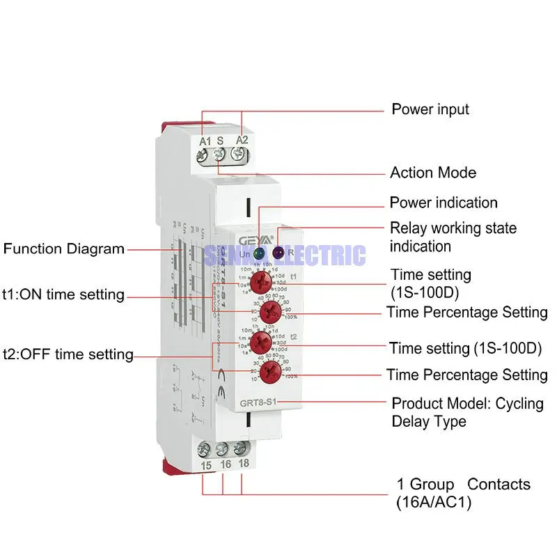 4 ручки Регулируемый AC220V 16A AC/DC12V-240V реле повтора SPDT таймер Электрический защитный Асимметричный цикл реле времени