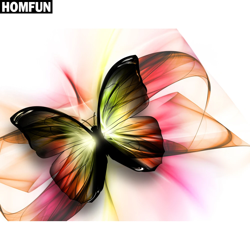 Алмазная живопись HOMFUN картина бабочка с квадратными/круглыми стразами вышивка