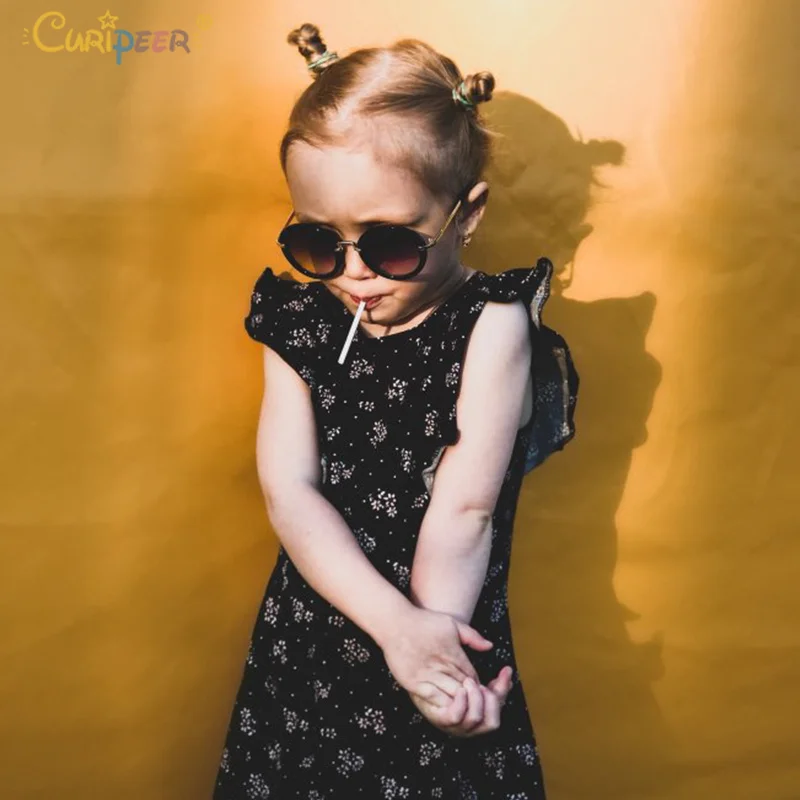 2019 модные солнечные очки для девочек матч Повседневное платье цветочный рисунок