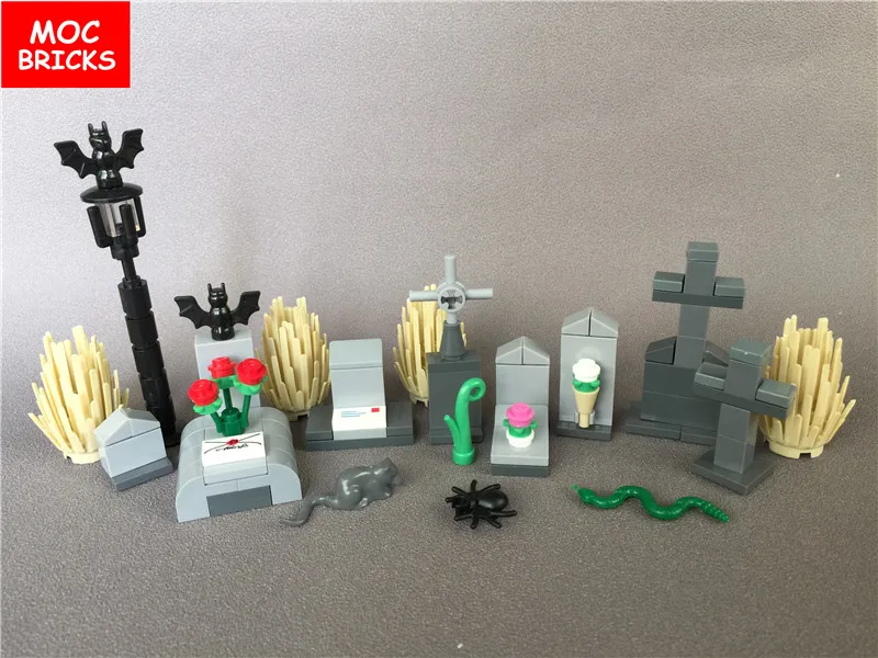 Распродажа комплектов детской кубики MOC DIY надгробные камни кладбище с могил дом