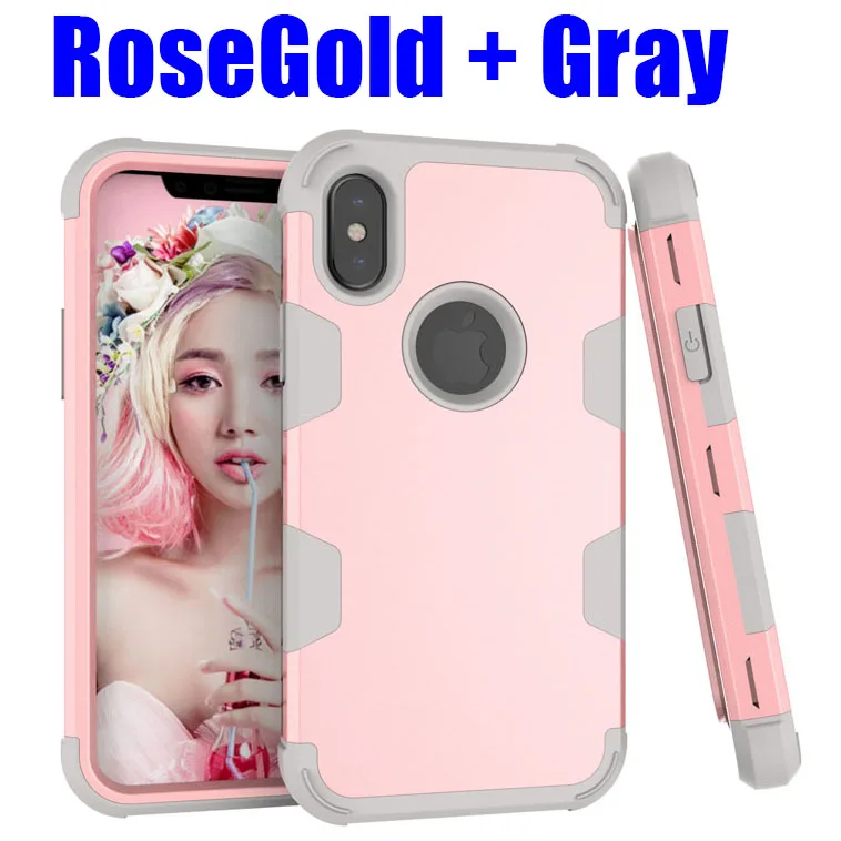 Сверхмощный ударопрочный чехол для IPhone 11 Pro Max X XS XR 8 7 6 6S Plus TPU+ PC Гибридный чехол для телефона IPX03 - Цвет: Rose Gold Gray