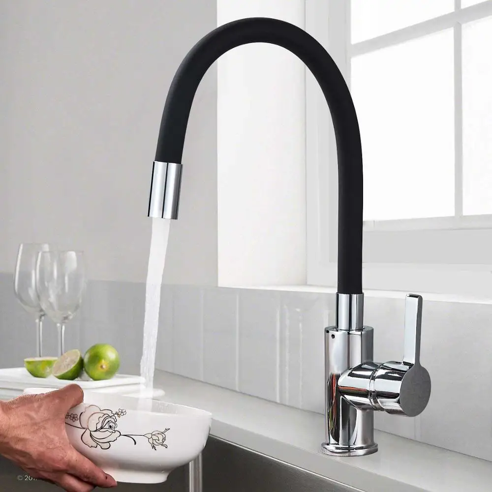 Black Pipe Оранжевая труба с гибким горлом, кран для кухонной раковины, хромированная Универсальная труба, смеситель для горячей и холодной кухни, кран на бортике для ванной, кухонный кран - Цвет: Black Pipe