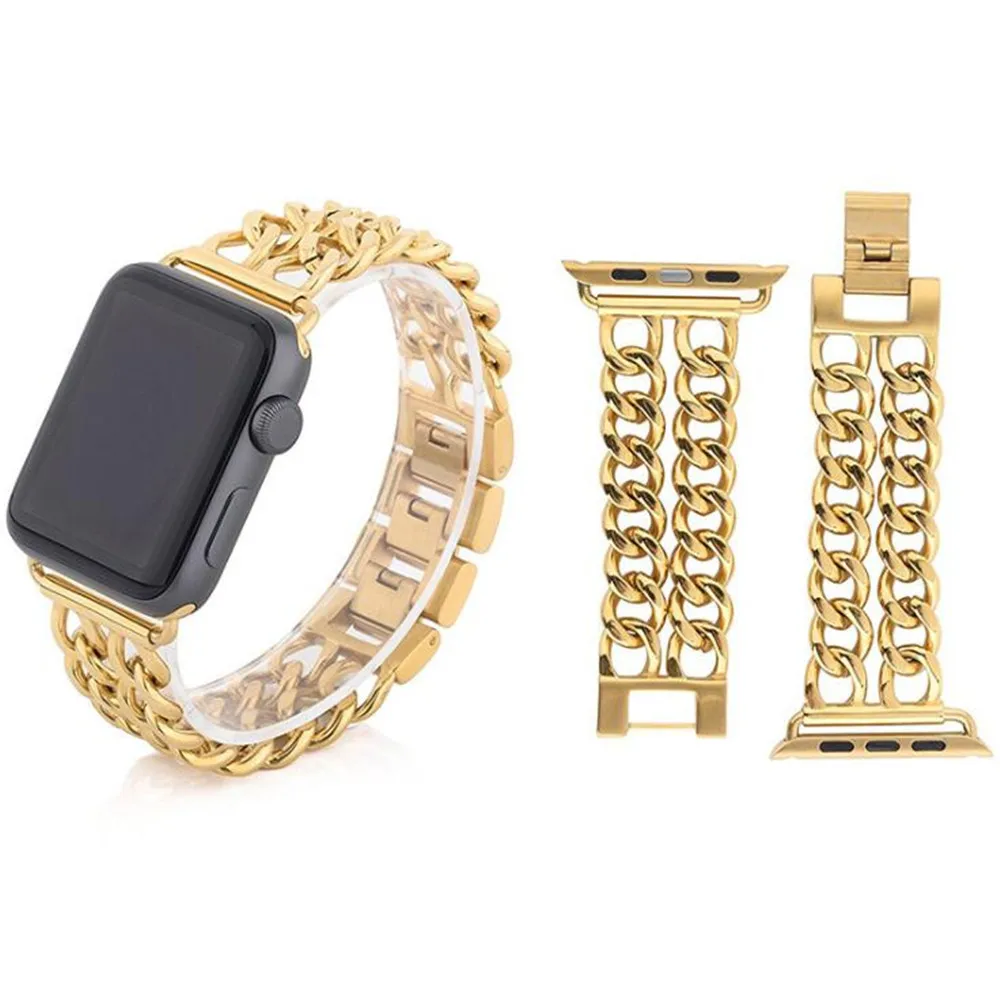 Модные ковбойские цепи браслет из нержавеющей стали для Apple Watch SE Band Series 6 5 4 3