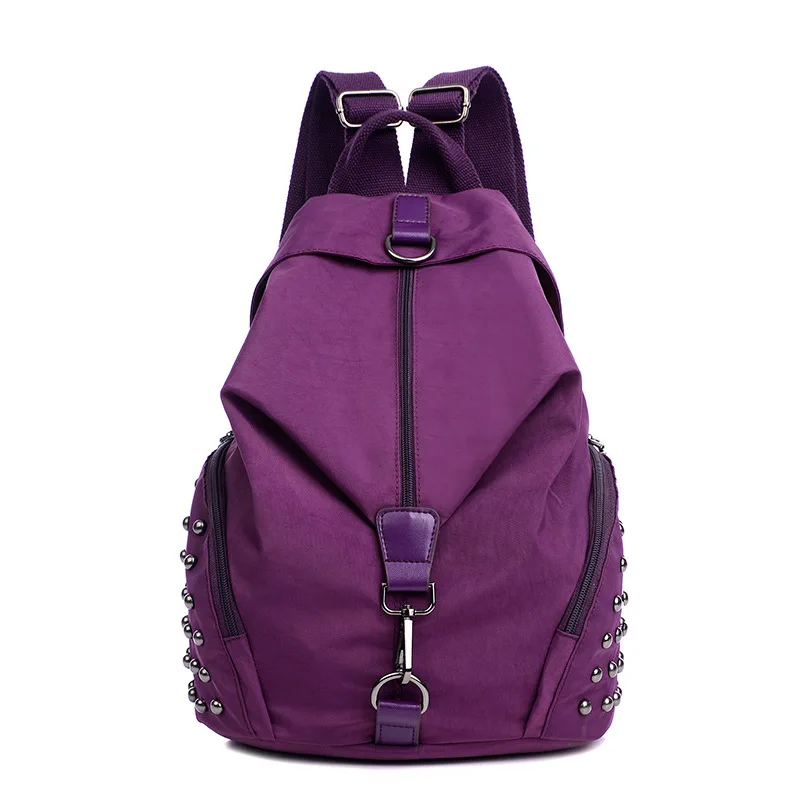 2019 Повседневный женский рюкзак с заклепками водонепроницаемый нейлоновый