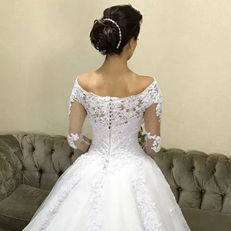 Vestido de Noiva, бальное платье с длинными рукавами, свадебные платья, роскошное свадебное платье с длинным шлейфом, свадебное платье невесты