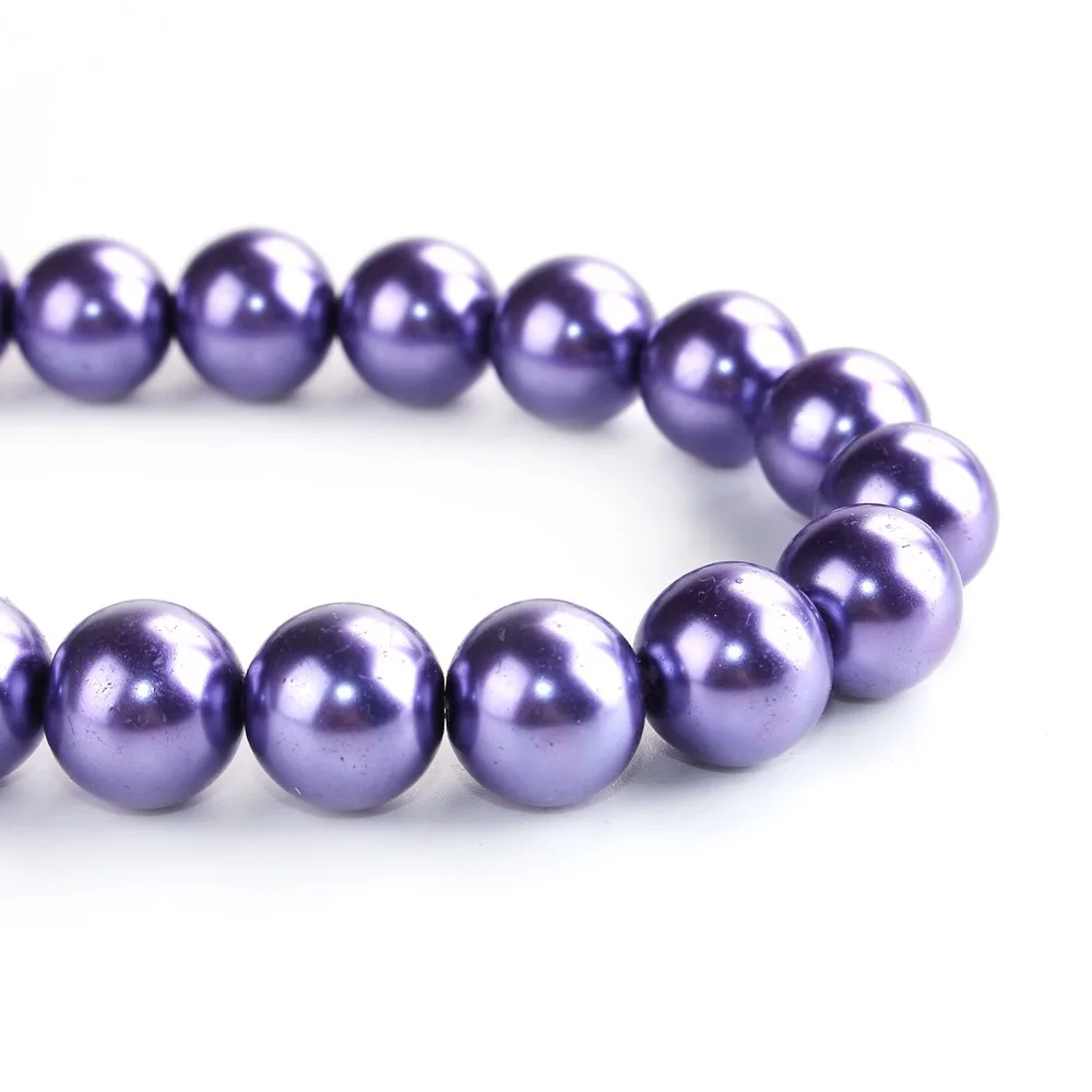 DoreenBeads круглые стеклянные бусины фиолетовые имитация жемчуга для творчества