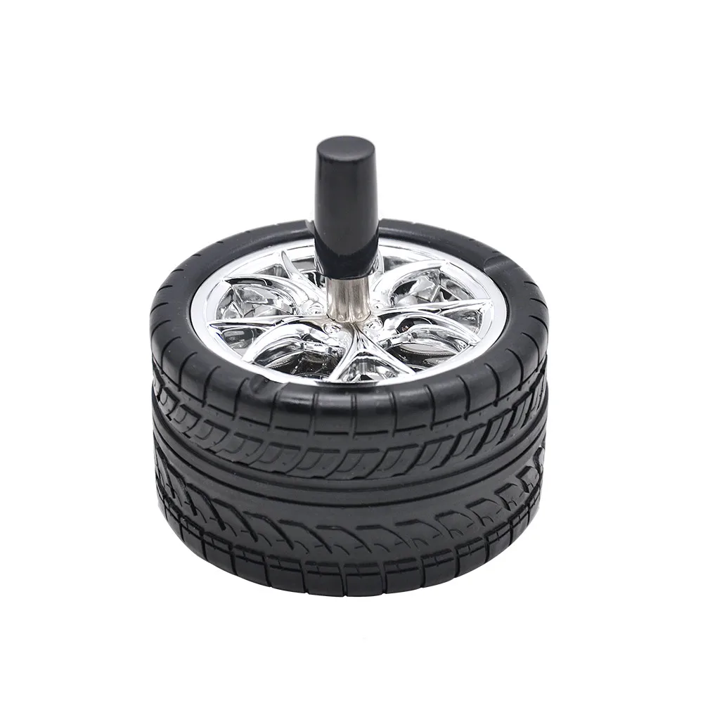 Silver HORNET Creative Rubber Car Tires Ashtray Press Rotary Portable Ash Tray Ashtray Metal Ashtrays With Lids Silicone Ashtray - Цвет: Silver