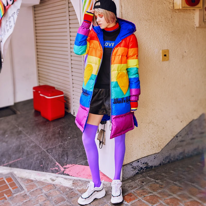 2019 зимние толстые белые пуховые Лоскутные пуховики женские модные цветные
