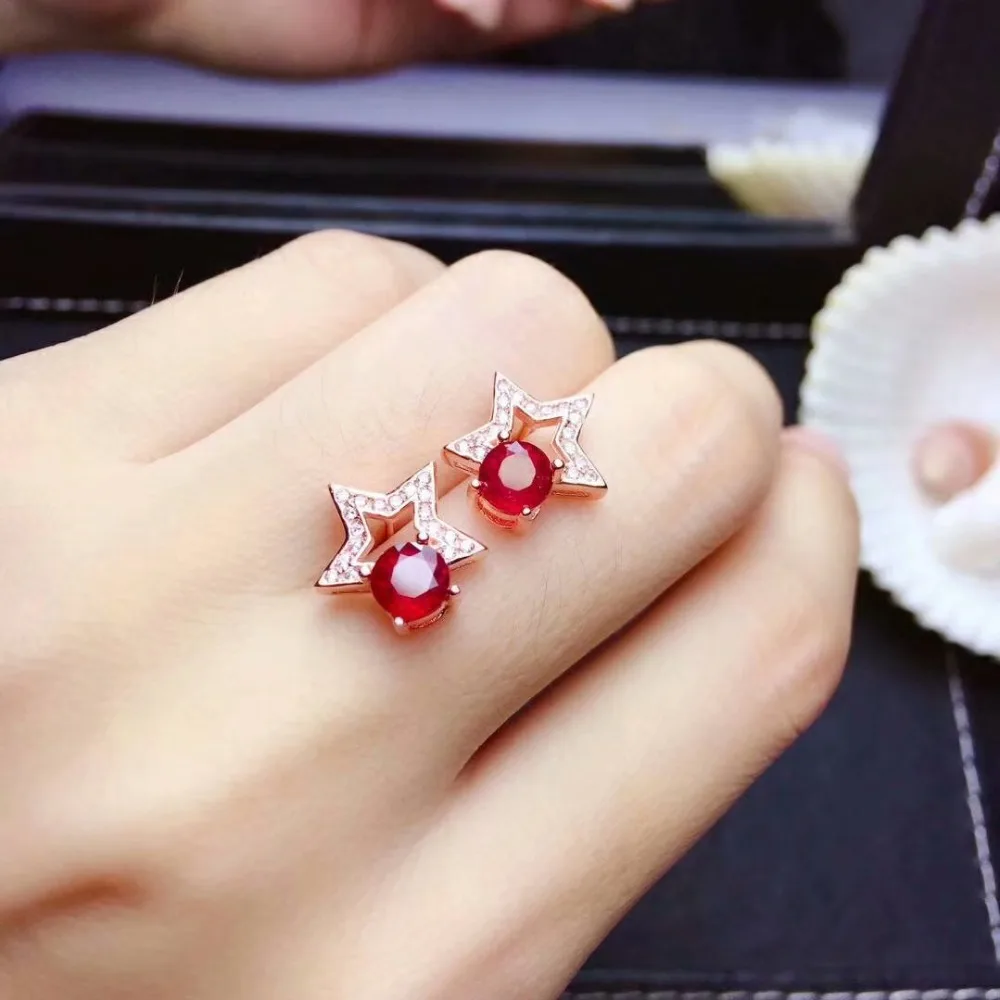Женские серьги shilovem из натурального драгоценного камня голубь кровь
