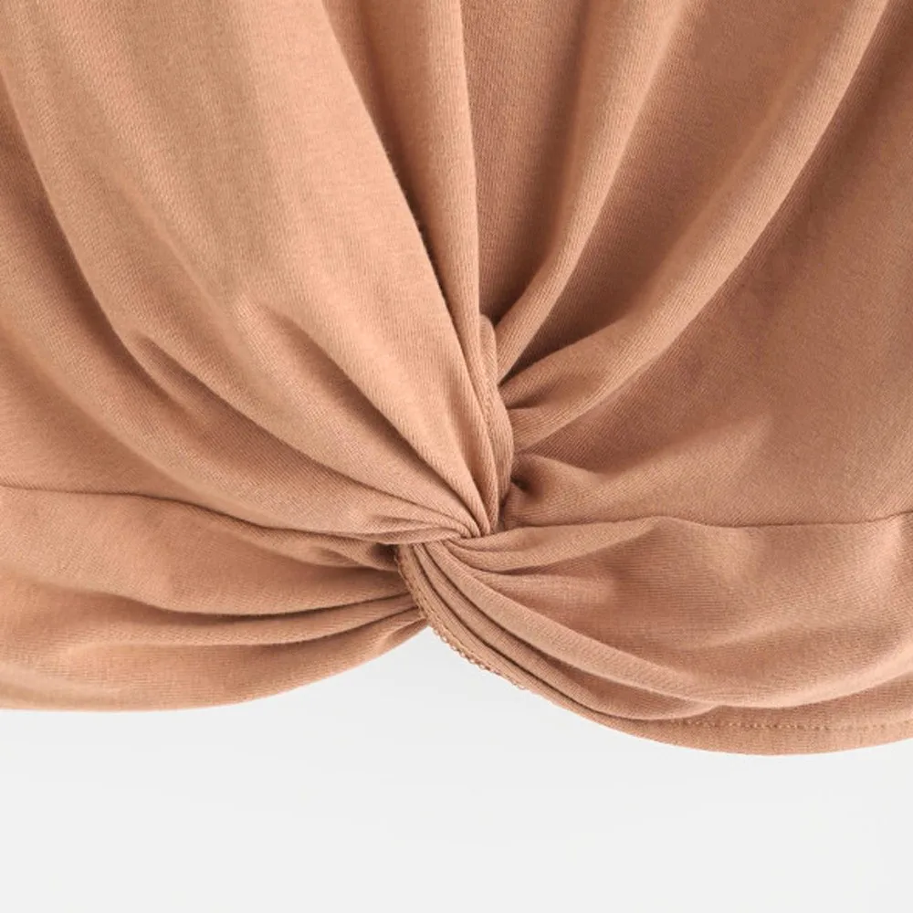 Женская Базовая футболка Повседневная Свободная однотонная укороченная с