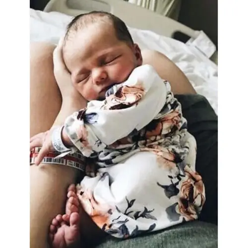 Новинка 2018 хлопковая одежда для сна с цветочным принтом новорожденных длинная