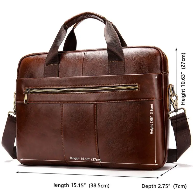 

2 Colors men's Genuine Leather briefcase Male man laptop bag natural Leather for men Messenger bags men's briefcases