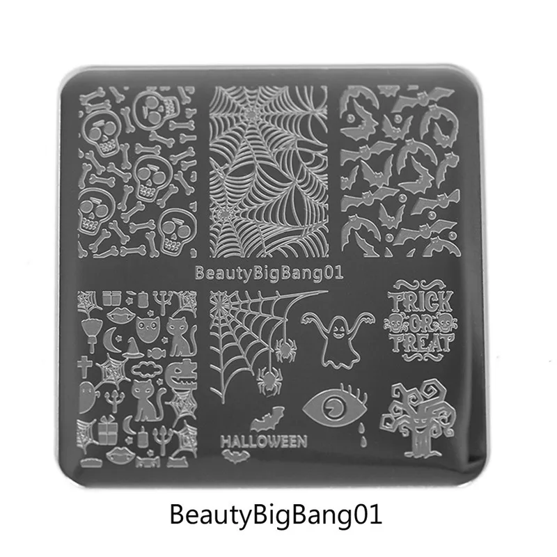 BeautyBigBang 6 стилей 6*6 см квадратные пластины для штамповки ногтей Рождественская снежинка шаблон DIY 3D шаблон дизайн ногтей штамповки пластины