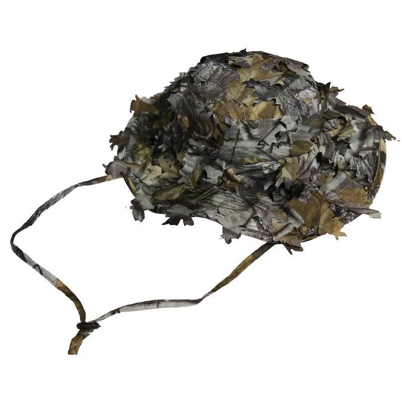 Gray green leaf Бионическая камуфляжная круглая Рыбацкая шляпа с изображением мертвых листьев для рыбалки, охоты, солнцезащитная Кепка для наблюдения за птицами, охотничьи кепки, костюм для охоты - Color: Gray green leaf