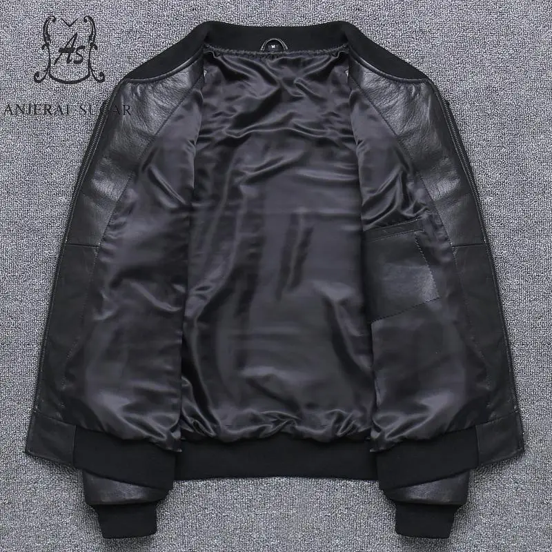 Специальное предложение Мужская Черная байкерская куртка-бомбер из натуральной