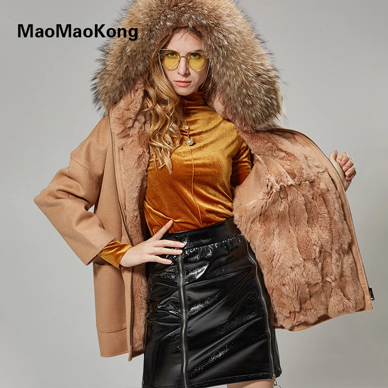 MAO KONG/Женская двусторонняя кашемировая куртка из чистой шерсти пальто с