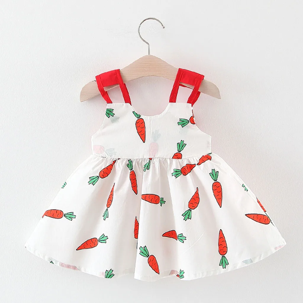 SAGACE Bow Carrot Princess Dress For Girls Kids Summer Sleeveless Beach Toddler Baby Ball Gown Girl Dresses | Детская одежда и