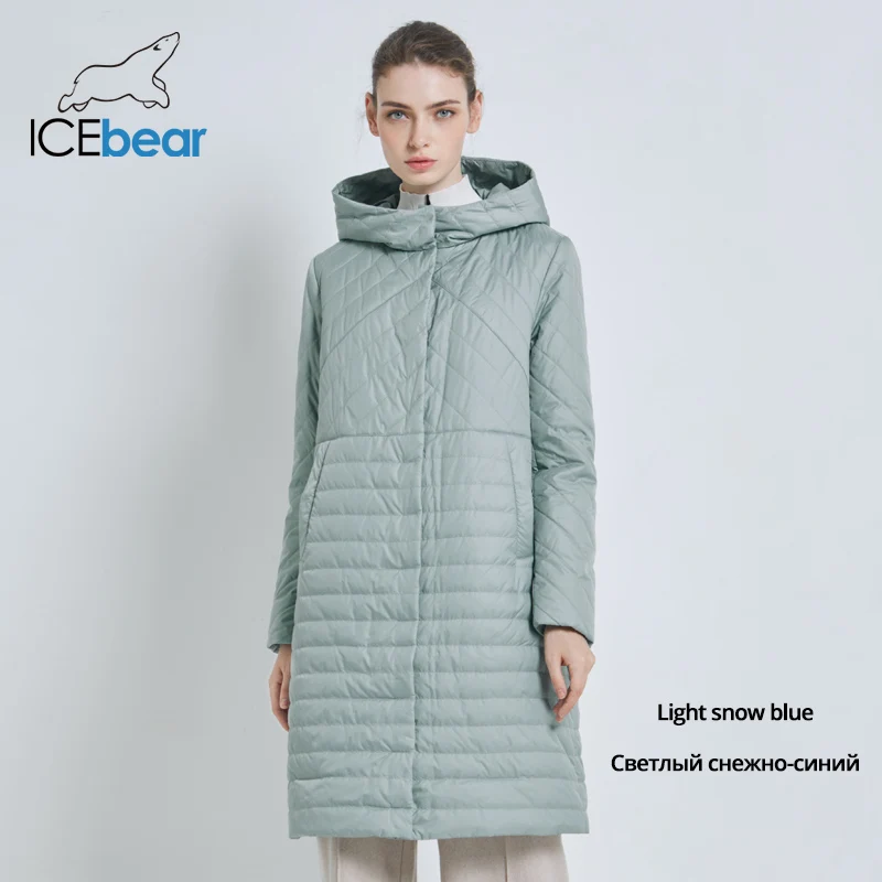 G822 ICEbear Новое длинное женское осеннее пальто женская куртка, прямого силуэта, с втачным капюшоном. Основная застежка на молнии с ветрозащитной планкой на кнопках GWC19039I - Цвет: G822