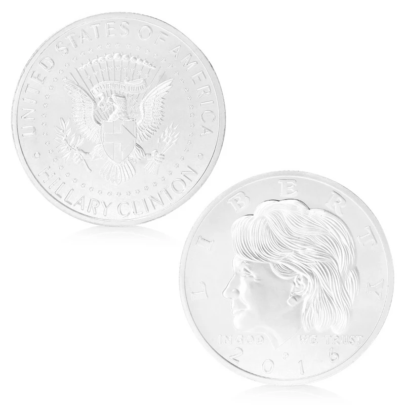 Лидер продаж Золотой Серебристый Хиллари Клинтон в Бог мы доверяем памятная
