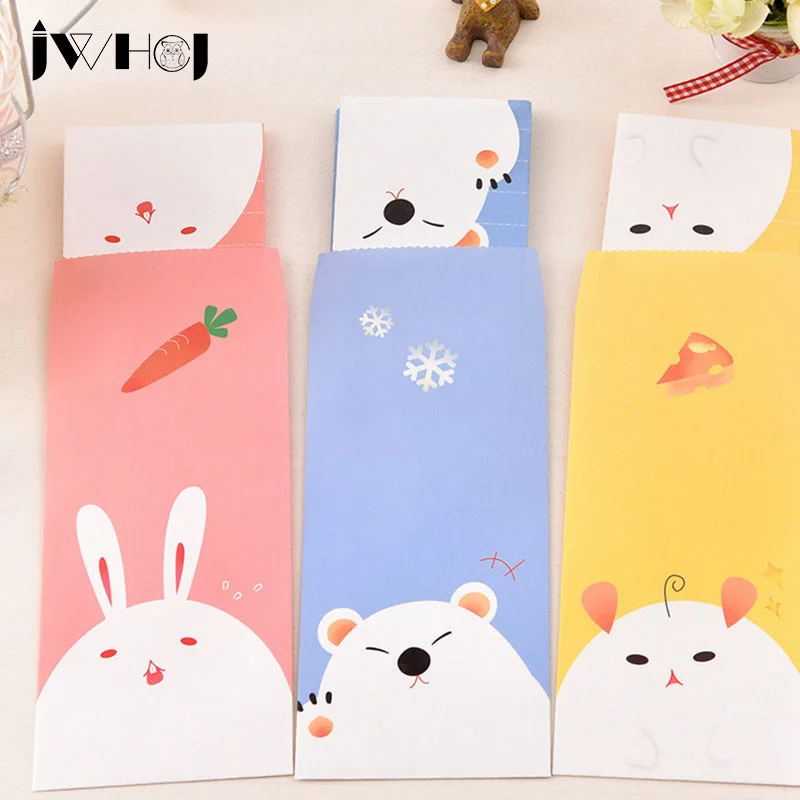 Kawaii 12 с буквами на листе бумаги + 6 шт конвертов мультфильм животных письмо pad