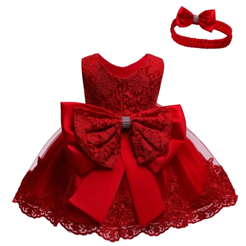 as picture Рекомендация продавца, новое летнее платье принцессы для малышей Детское кружевное платье с большим бантом для дня рождения Одежда для крещения для девочек от 0 до 24 месяцев - Цвет: as picture