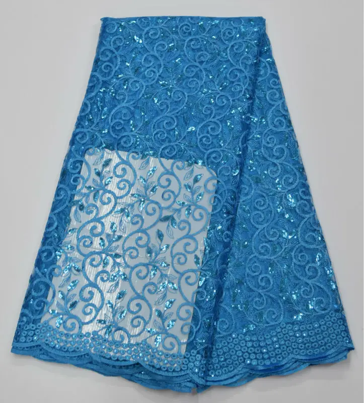 

Hot selling African French Lace Fabrics Good quality Nigerian net Fabric White Lace with sequins for Wedding and Evening dress