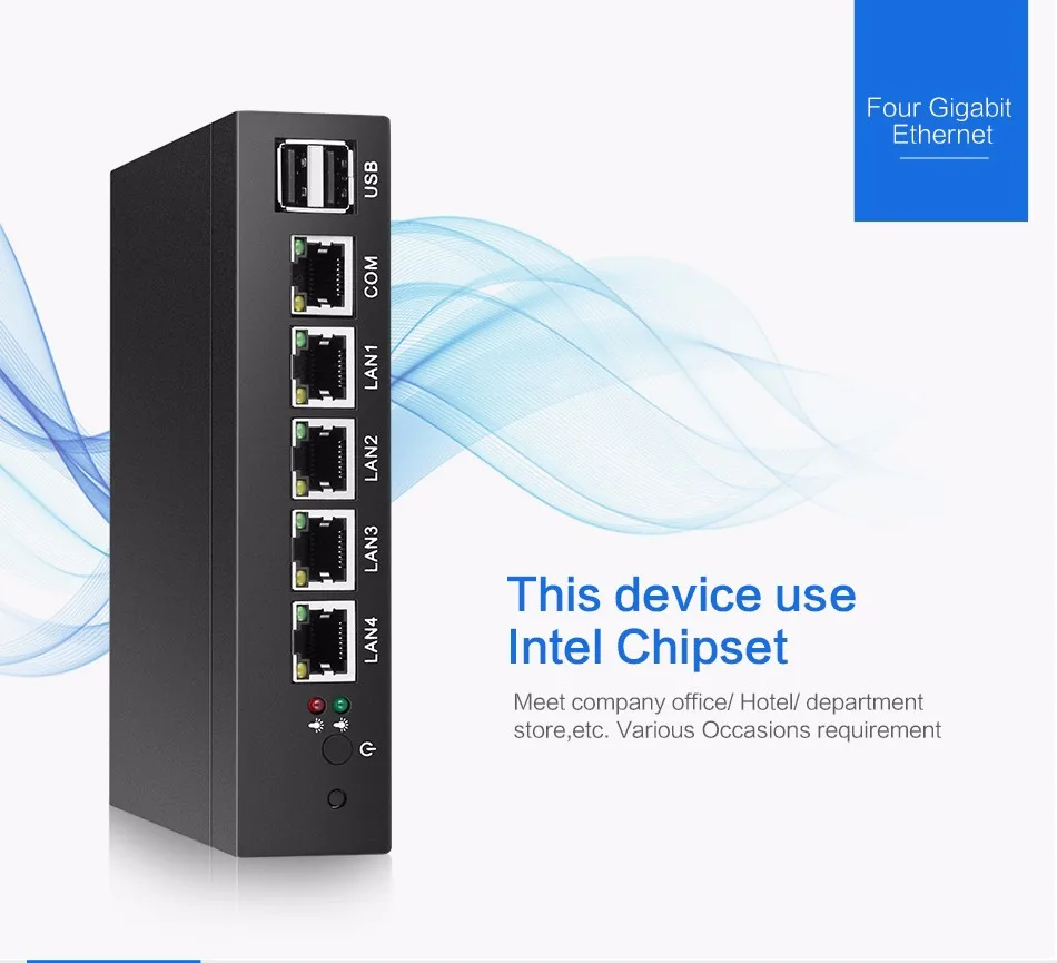 Безвентиляторный мини-ПК 4 LAN Gigabit Ethernet NIC Intel Celeron J1800 2,41 ГГц маршрутизатор Pfsense брандмауэр Windows сервер