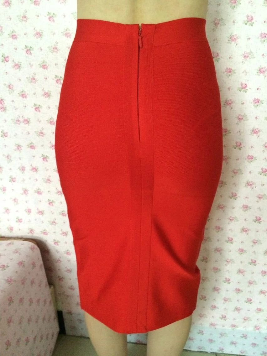 Бандажные Юбки До Колена красные/черные/желтые/белые HL0685 | Женская одежда