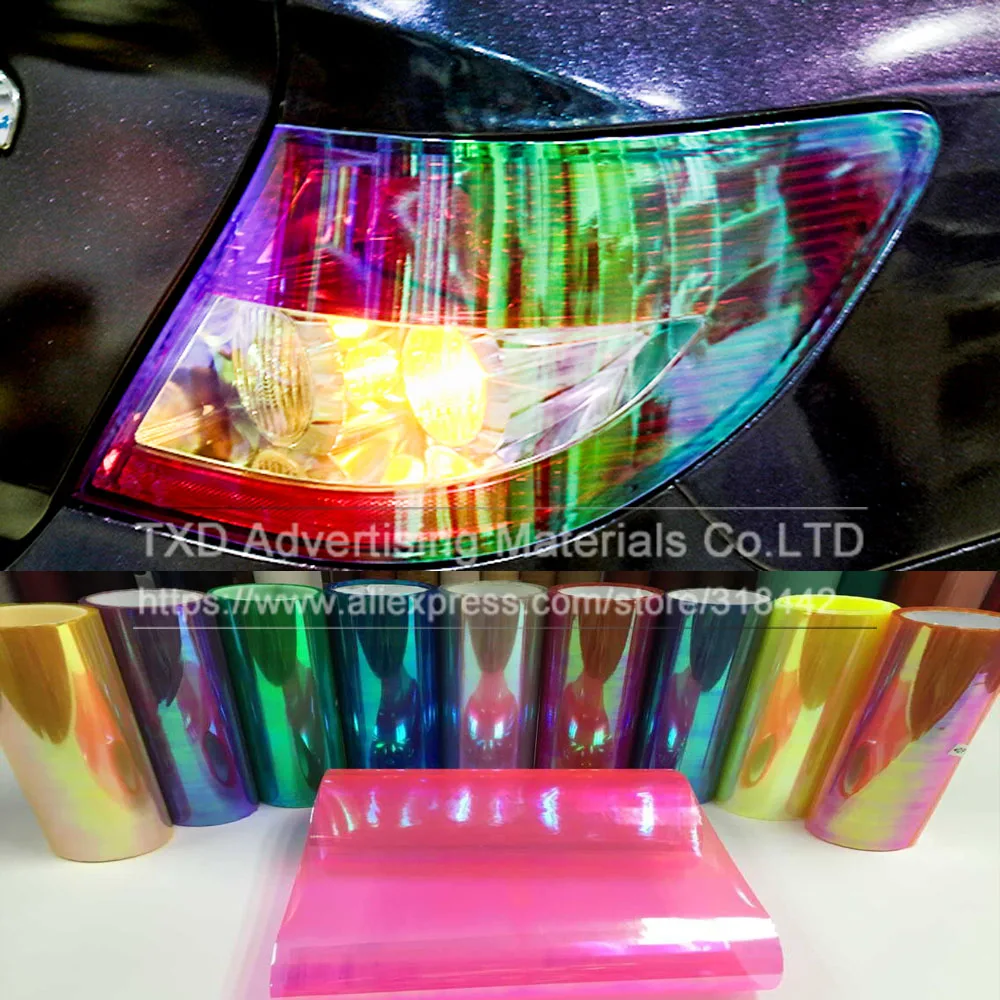 Блестящие хамелеоновые Автомобильные фары 30 см * 1 м задние фонари прозрачная