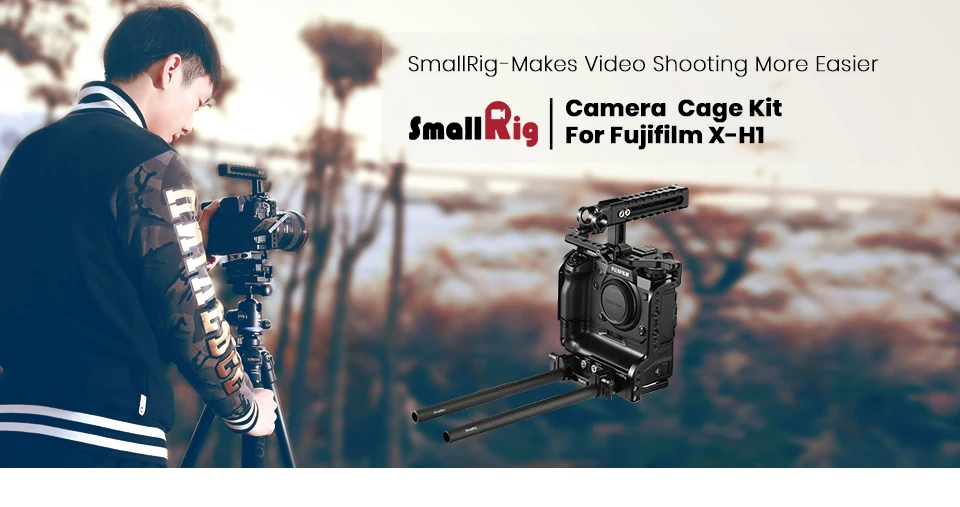Клетка SmallRig+ Топ ручка NATO+ 15 мм двойной зажим для камеры Fujifilm X-H1 с батарейкой-2136