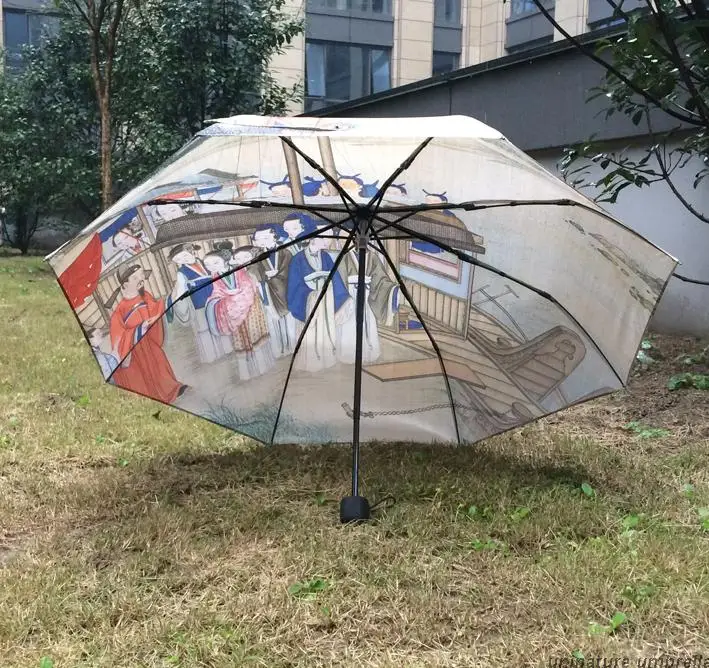 Литературный креативный китайский Рисунок Красная Луна Зонт мечты ручная